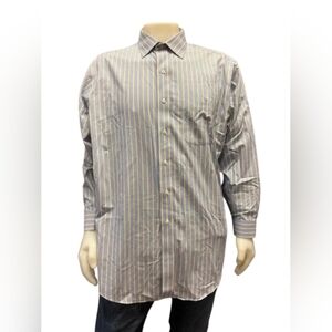 Brooks Brothers Button Down Striped Blue/White/Yellow Size 17 1/2 - 34 EUC